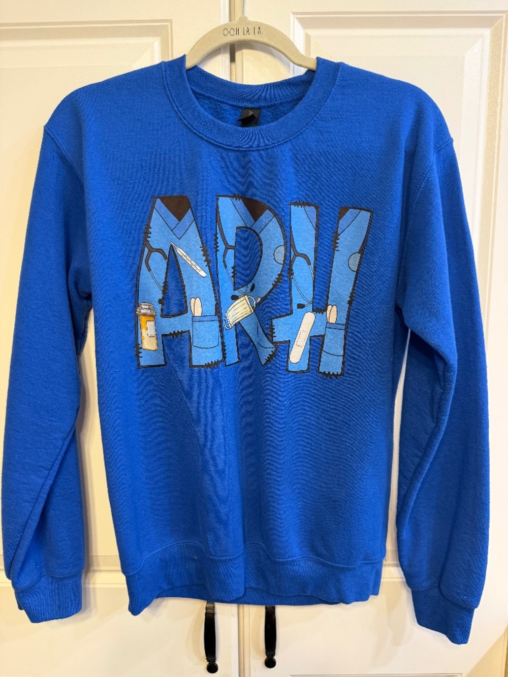 Royal blue women’s sweatshirt personalized